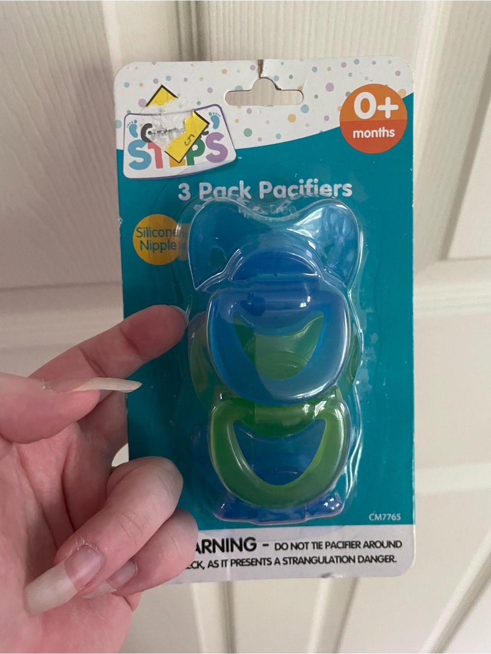 3-Pack Silicone Pacifiers for Babies - Blue & Green